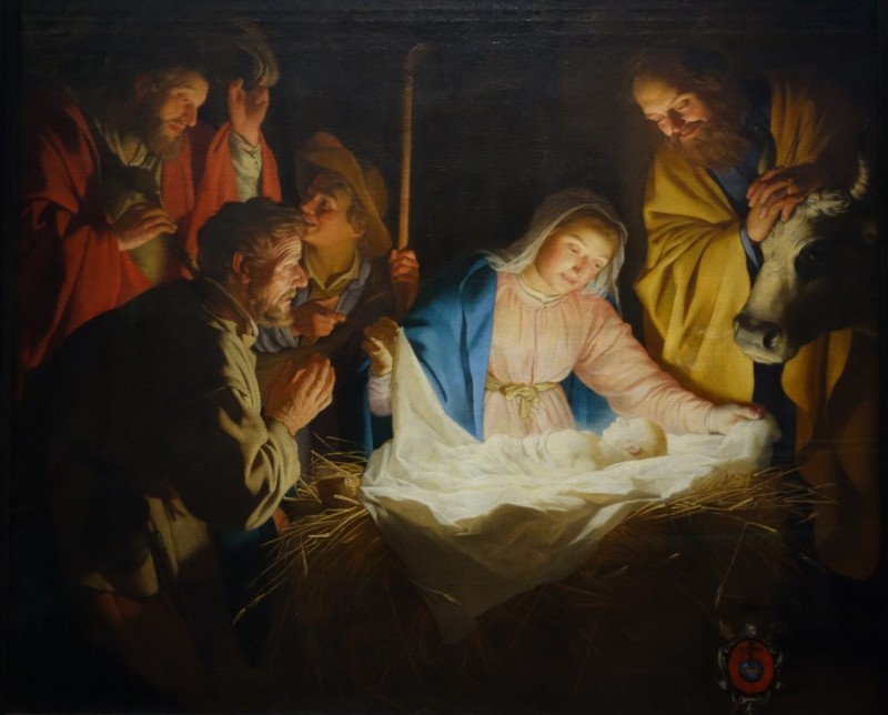 Các mục đồng thờ lạy Chúa (1622).  Hoạ Sĩ Gerrit van Honthorst (1592-1656).  Tranh được trưng bày trong Wallraf-Richartz-Museum, Koeln, Đức Quốc.